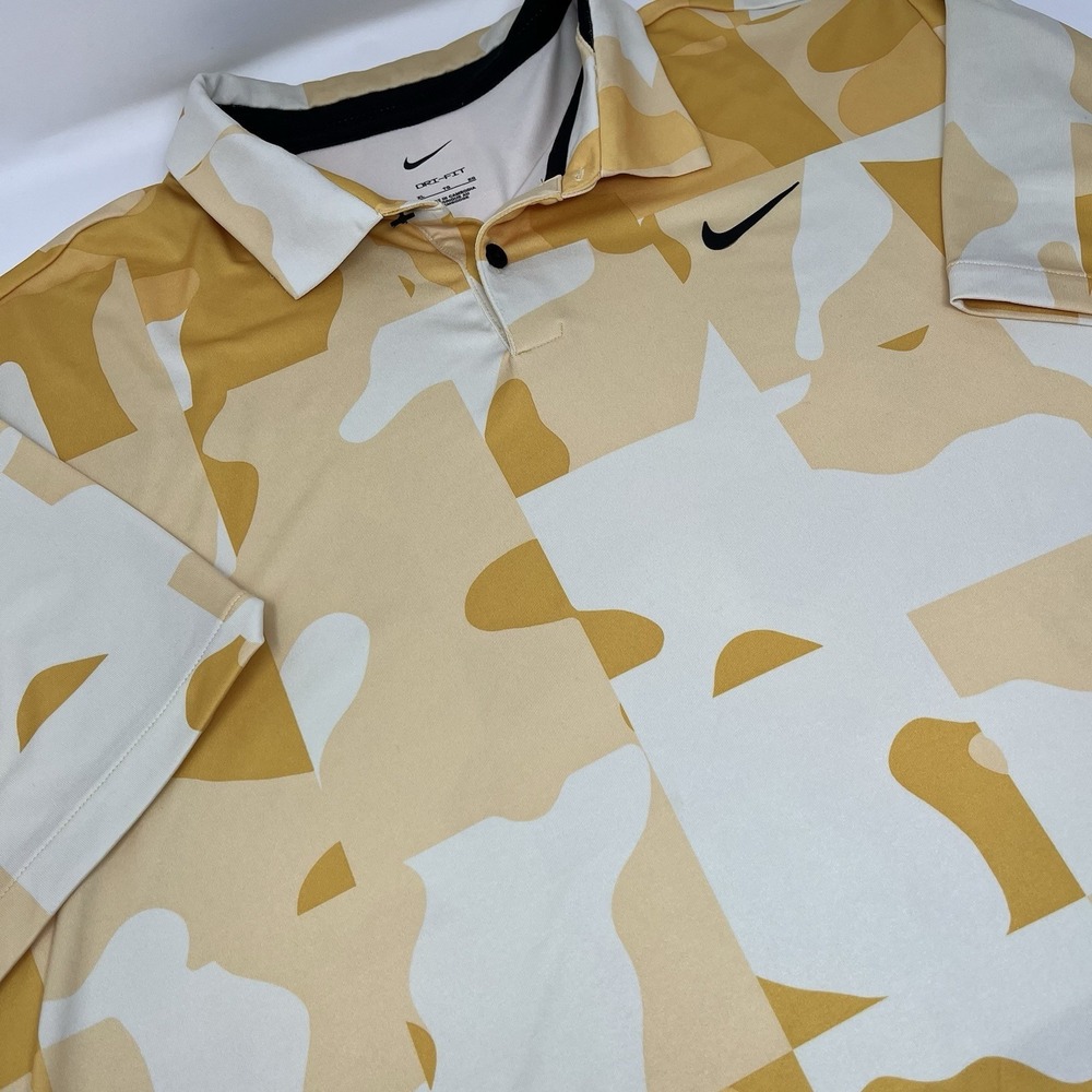 Nike Dri-FIT Victory Golf Polo Shirt Men's XL Abstract Camo Gold White DR5310-11